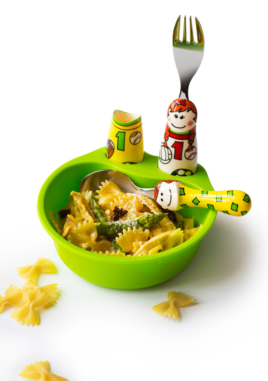 Eat4Fun Bowl and Stainless Steel Cutlery Set for Kids.